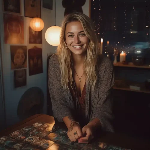 Kvinna som lägger tarot