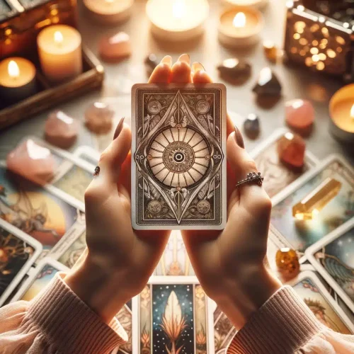 Tarotkort i kvinnas händer